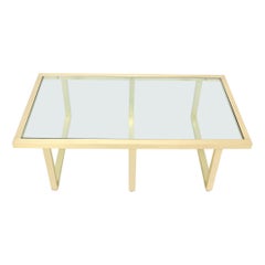 Brass Frame Shape Base Glass Top Rectangular Coffee Table