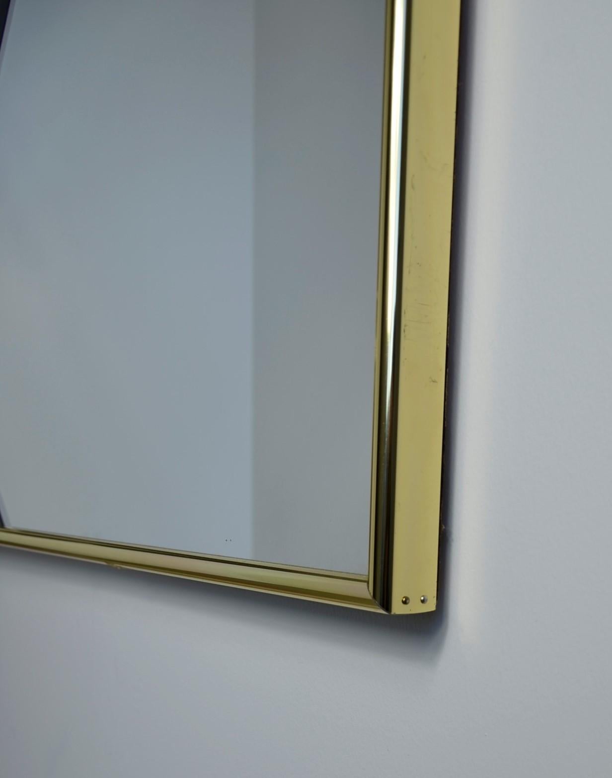 Brass Frame with a Harlequin Pattern Beveled Glass Wall Mirror 3