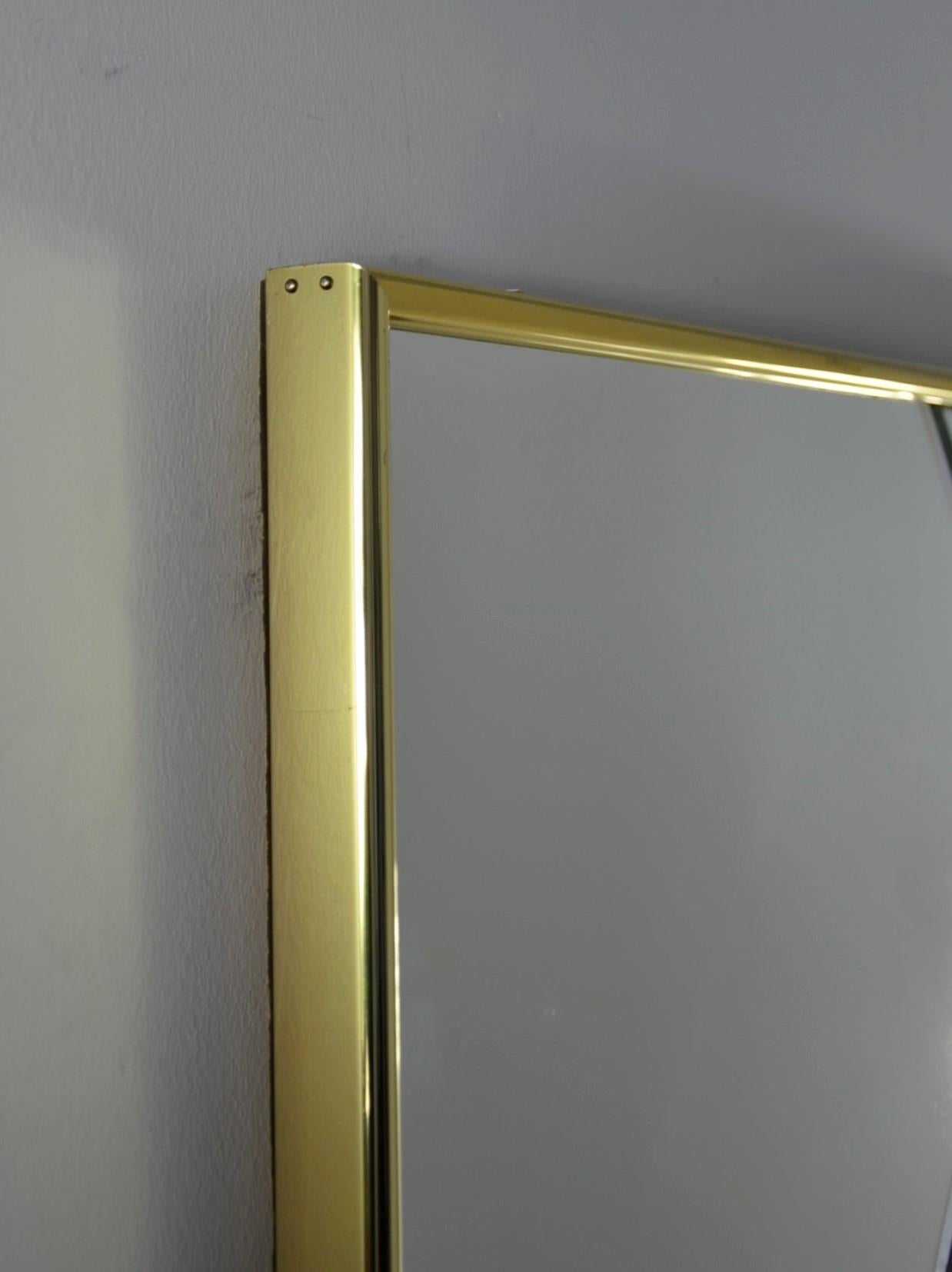 Brass Frame with a Harlequin Pattern Beveled Glass Wall Mirror 5