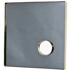 Brass Framed Gray and Clear Italian Mirror Attributed to Lino Sabattini