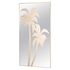 Spiegel mit Messingrahmen, Bronze-Spiegel und Palmen