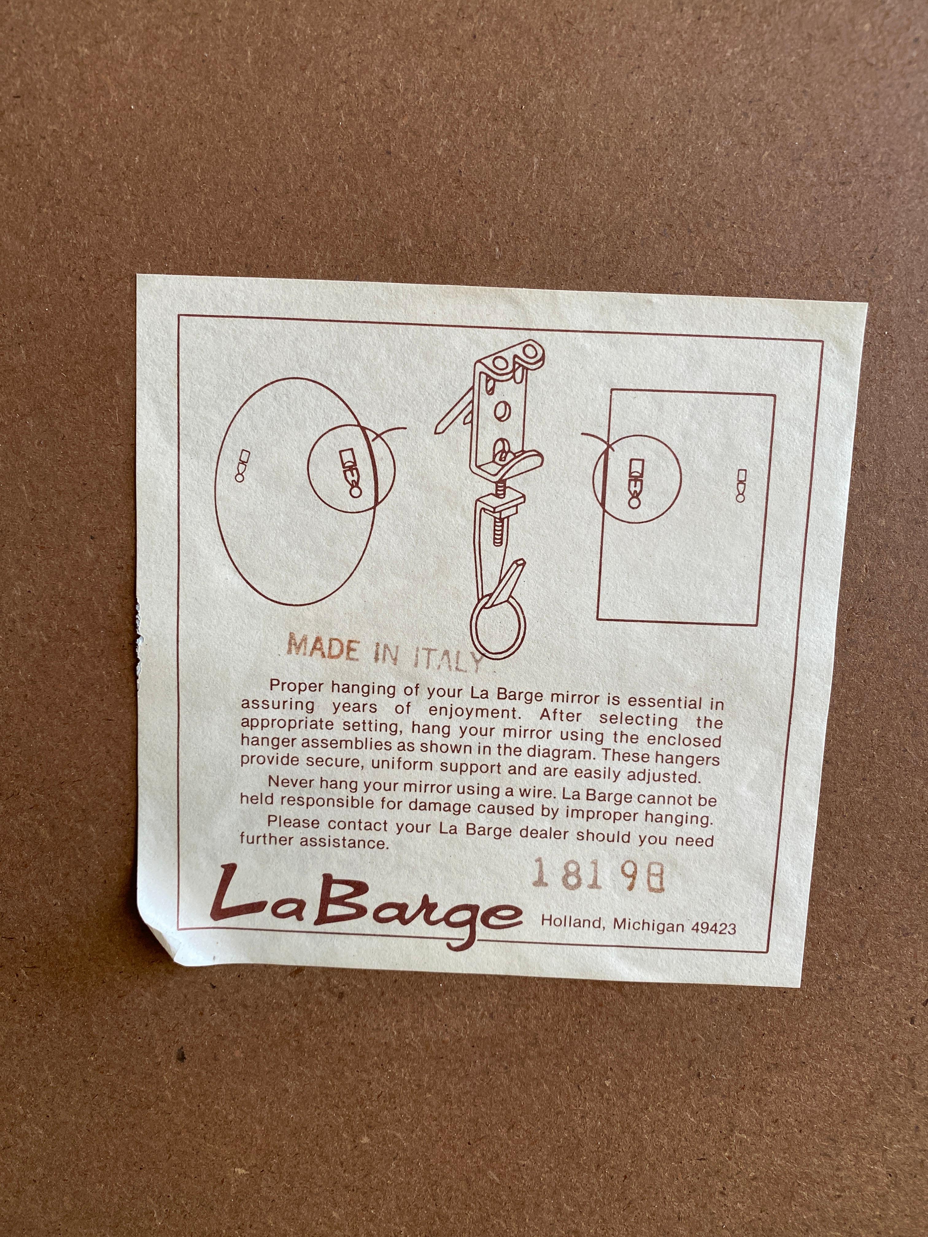 Miroir encadré en laiton par LaBarge, Italie en vente 5