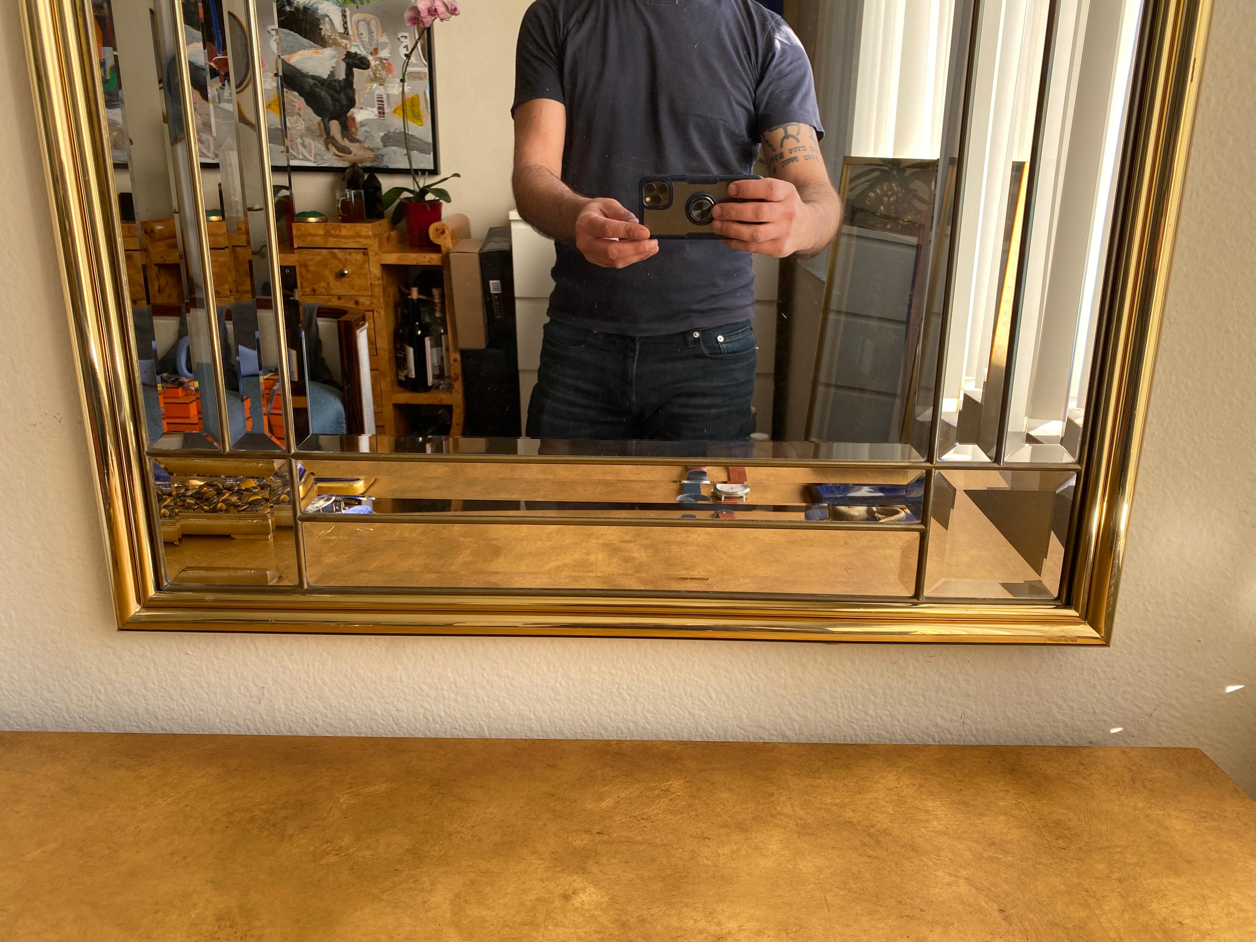 Brass Framed Mirror by LaBarge, Italy For Sale 3