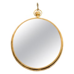 Mid Century Modern Brass Framed Mirror in the Manner of Fornasetti