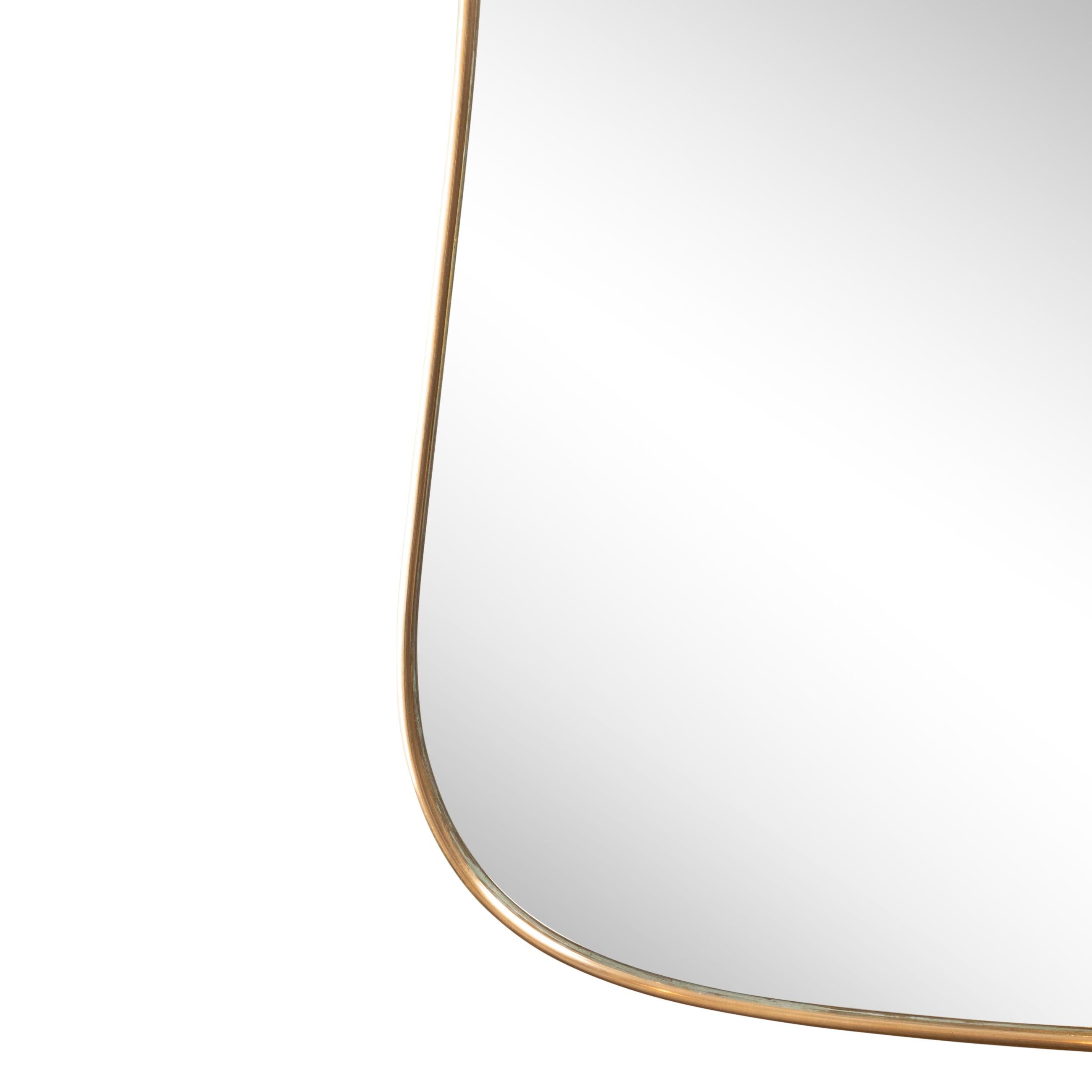 Mid-Century Modern Brass Framed Mirror in the Style of Gio Ponti, Italy, 1950's For Sale