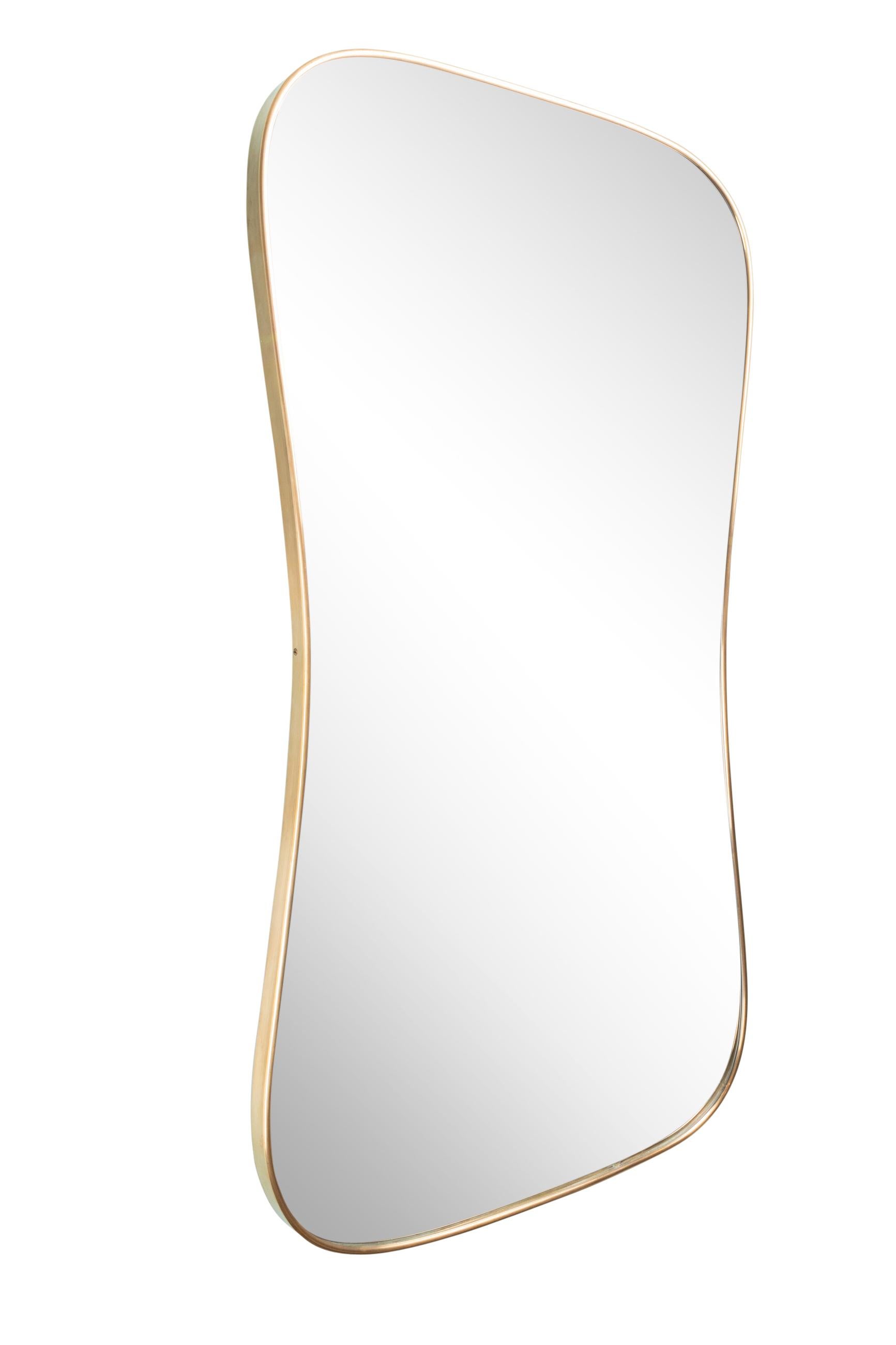 Italian Brass Framed Mirror in the Style of Gio Ponti, Italy, 1950's For Sale
