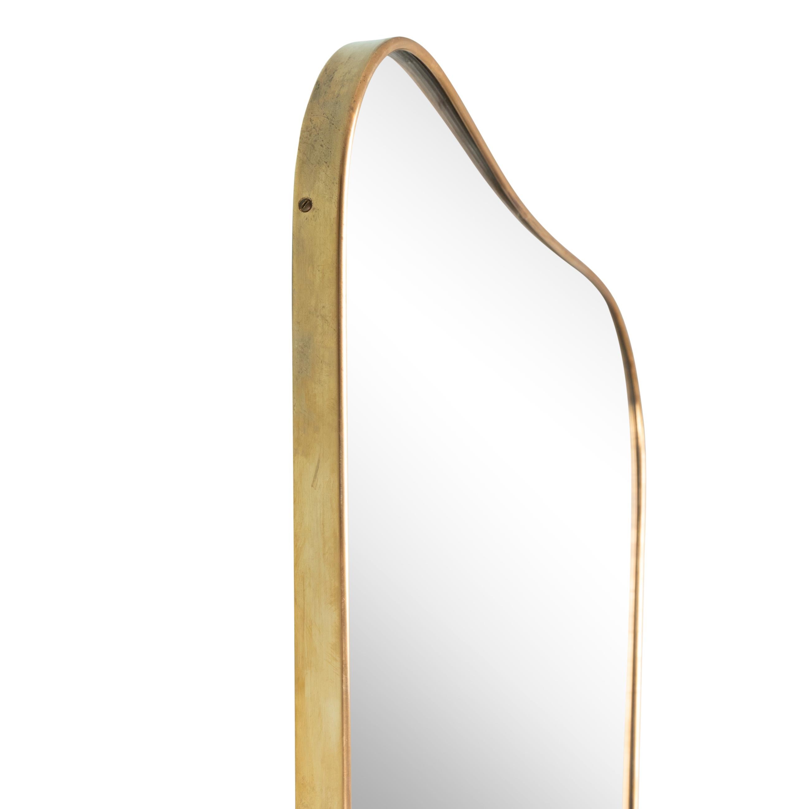 Italian Brass Framed Mirror in the Style of Gio Ponti, Italy, 1950's For Sale
