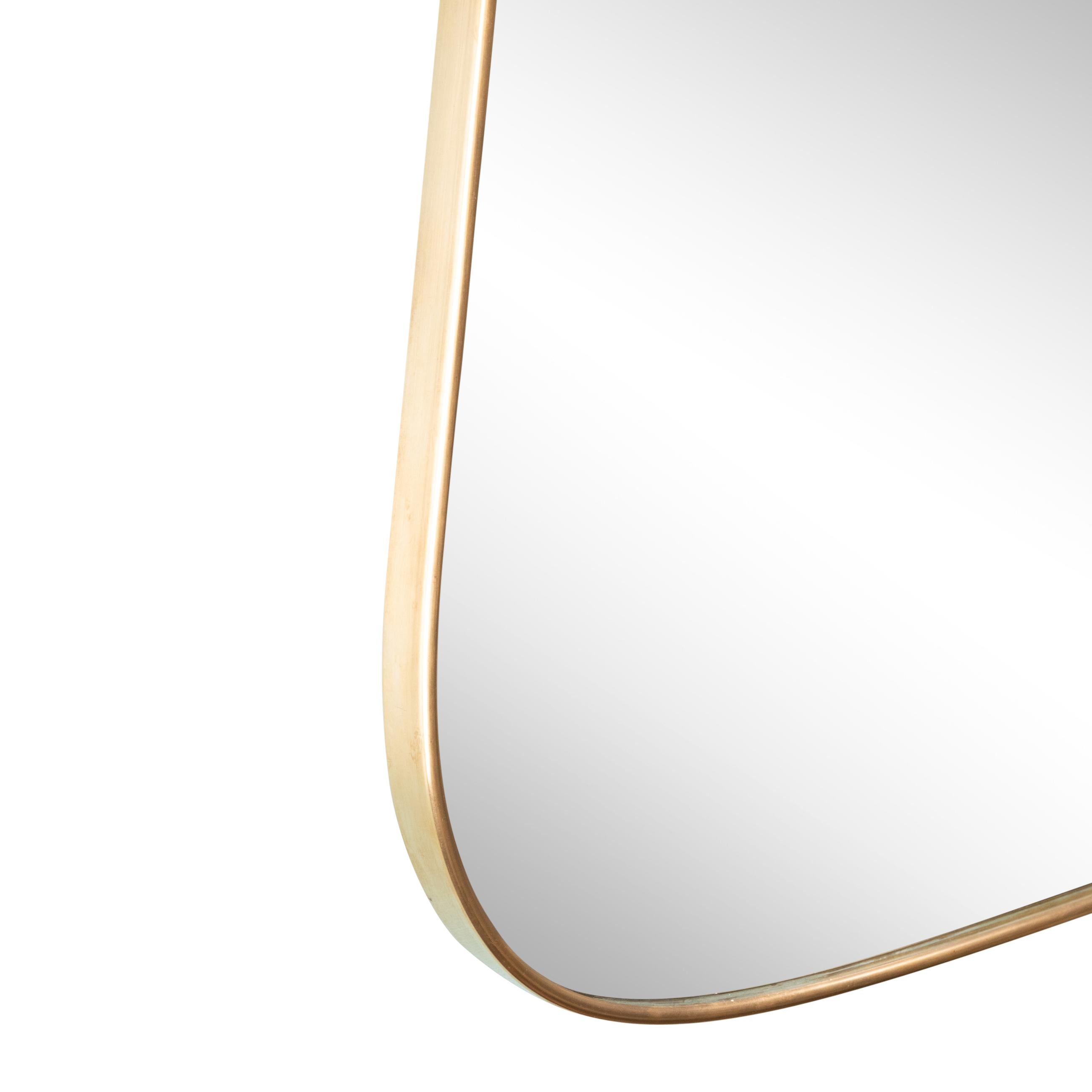 Brass Framed Mirror in the Style of Gio Ponti, Italy, 1950's In Good Condition For Sale In Paris, Ile-de-France