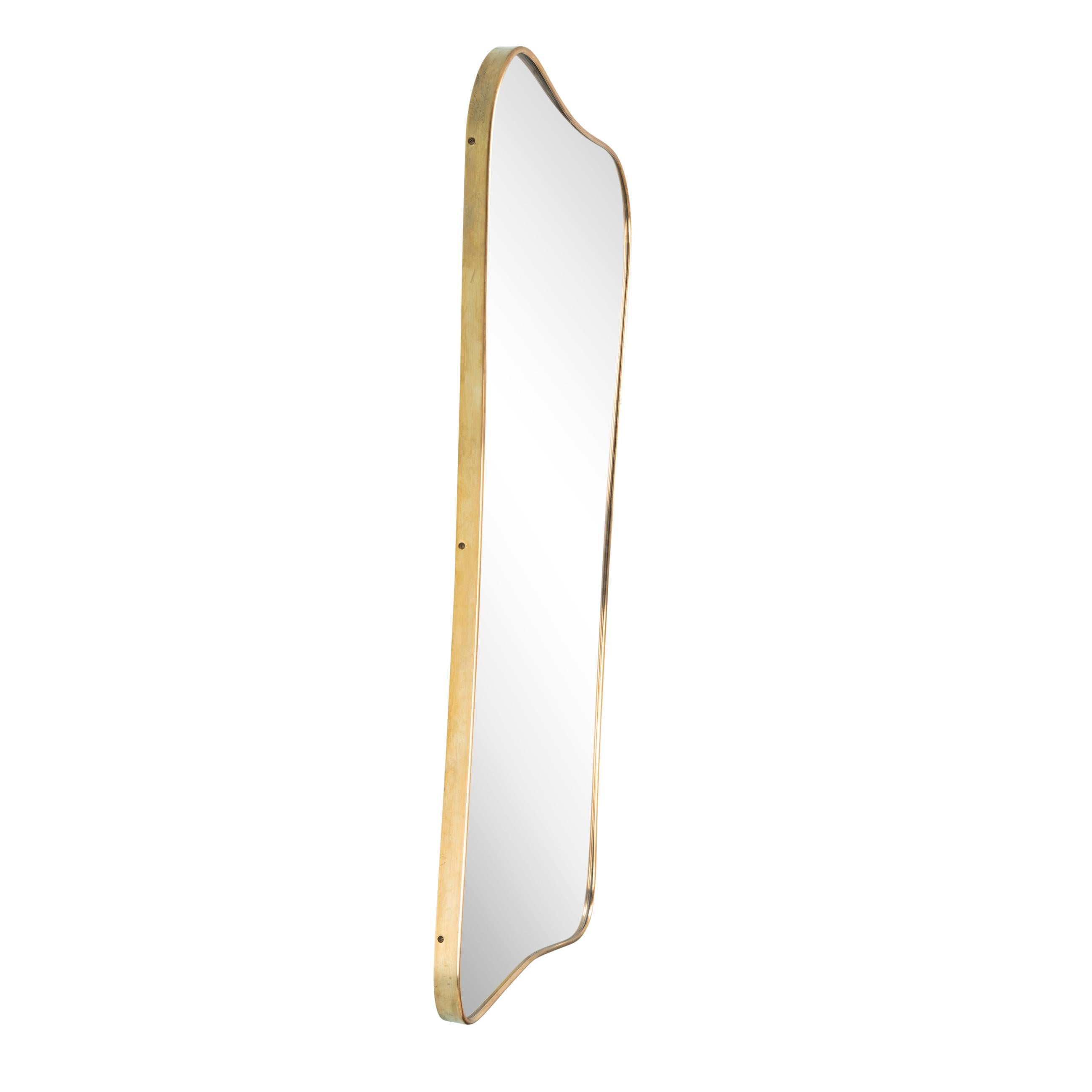 Brass Framed Mirror in the Style of Gio Ponti, Italy, 1950's In Good Condition For Sale In Paris, Ile-de-France
