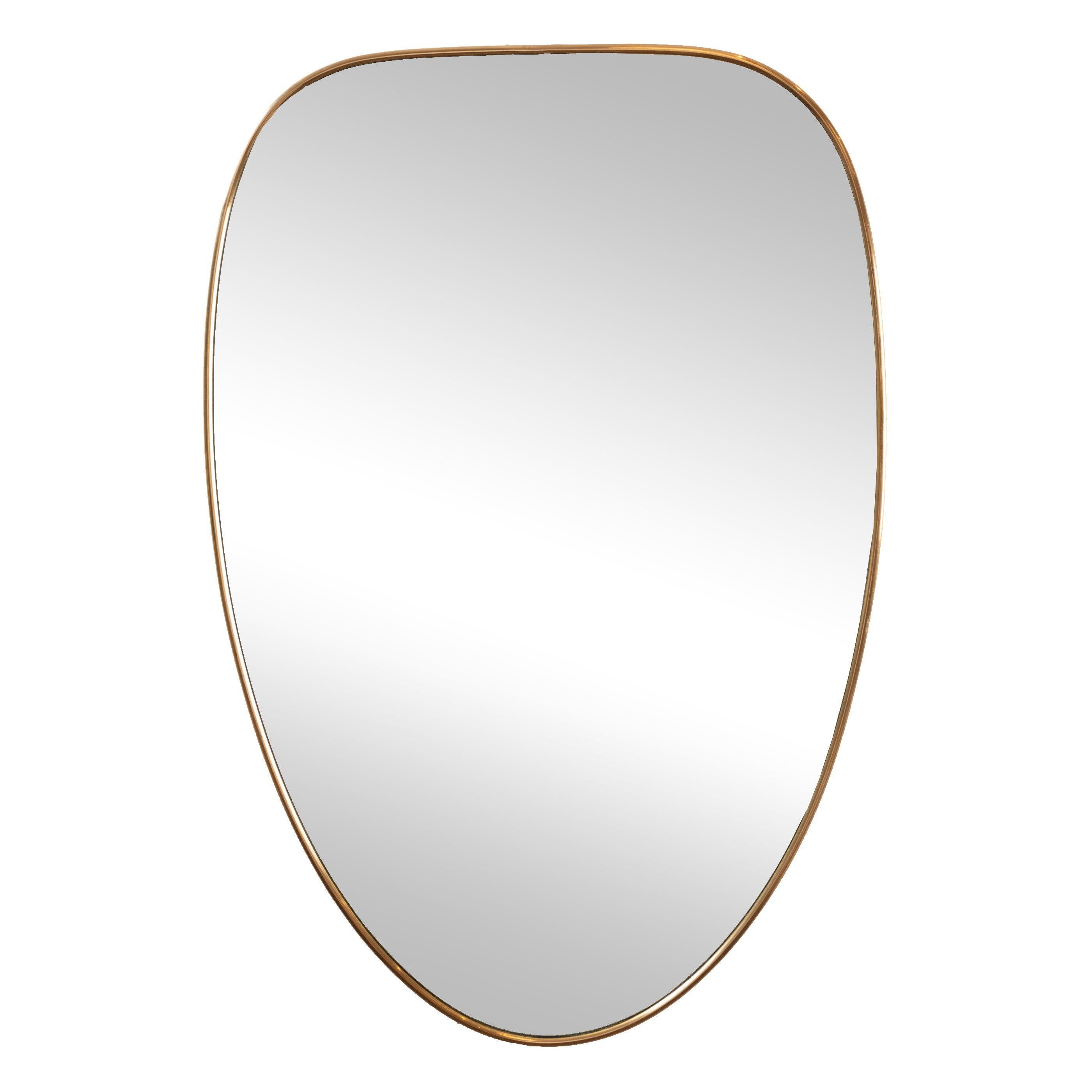 Brass Framed Mirror in the Style of Gio Ponti, Italy, 1950's