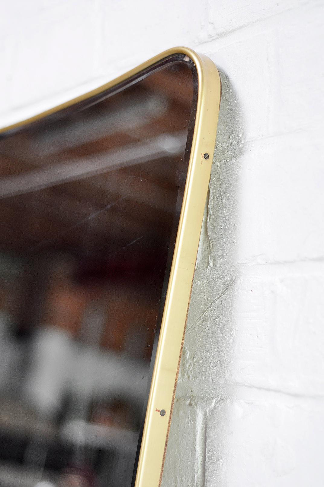Italian Brass Framed Mirror in the Style of Gio Ponti, Italy, 1960's For Sale