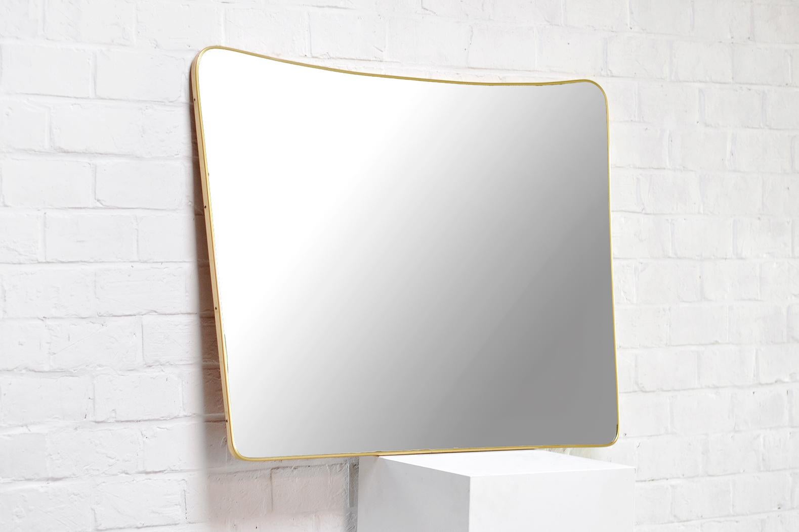 Brass Framed Mirror in the Style of Gio Ponti, Italy, 1960's For Sale 1