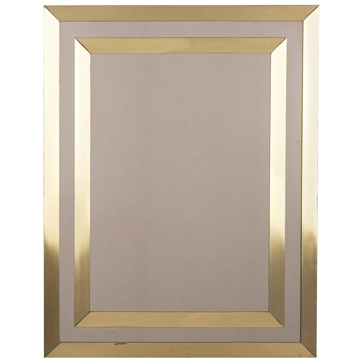 Modern Brass Framed Mirror with Smoked Glass, France, 1970s For Sale