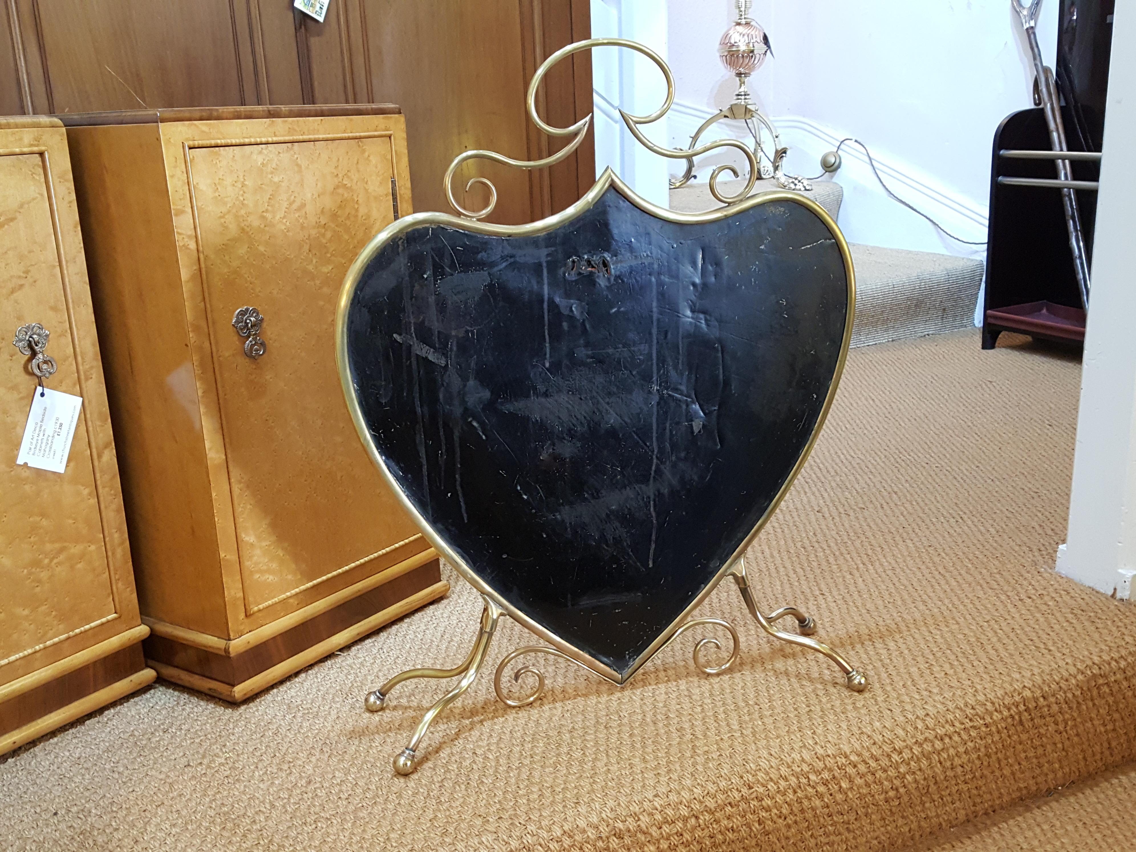 Early 20th Century Brass Framed Mirrored Fire Screen For Sale