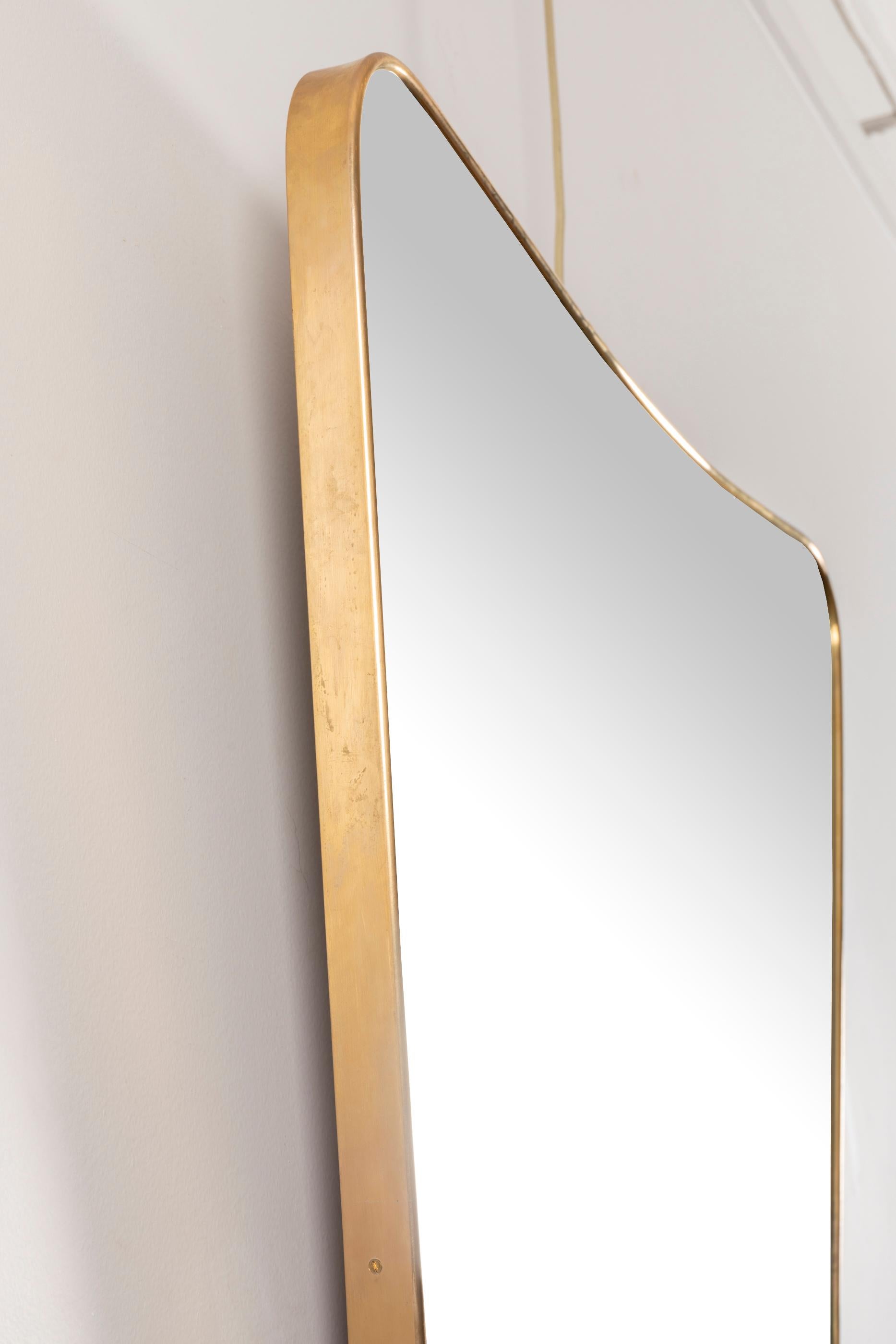Brass Framed Wall Mirror in the Style of Gio Ponti In Good Condition In Paris, Ile-de-France