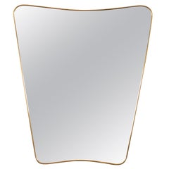 Brass Framed Wall Mirror in the Style of Gio Ponti