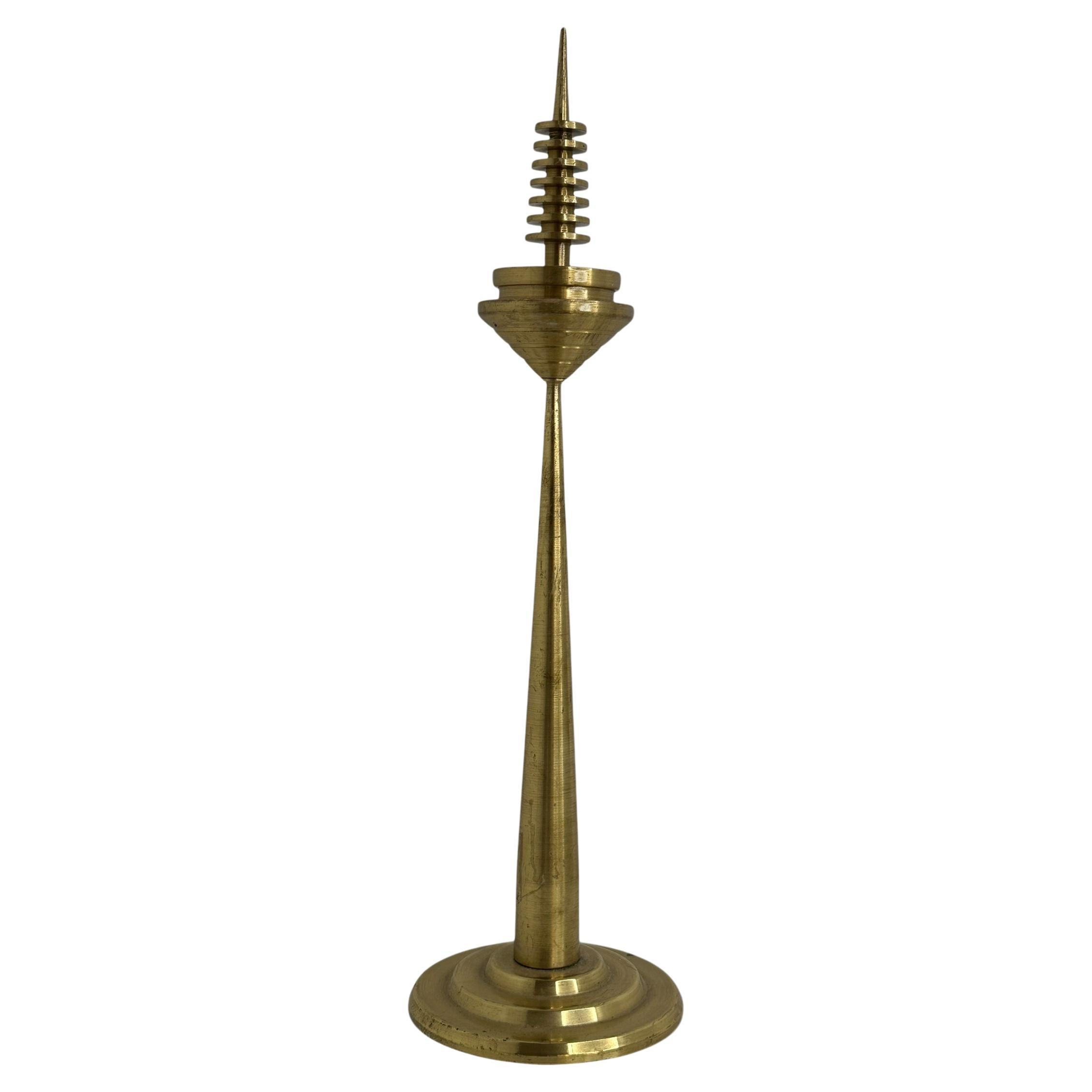 Messing Frankfurt / Main TV Fernsehturm-Design-Modell aus Messing, 1980er Jahre, Deutsch