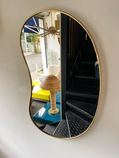 Brass Free Form Haricot Mirror. Italy, 1950s