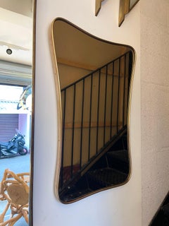 Brass Free Form Mirror, Italy, 1950s