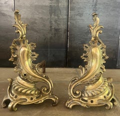 Brass French Andirons-1890's, Set of 2