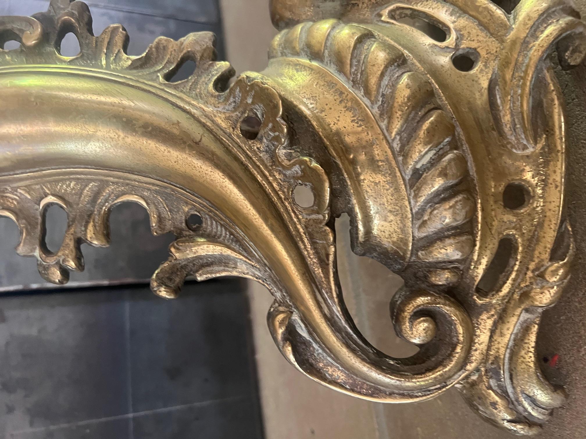 French Provincial Brass French Andirons-1890's, Set of 2 For Sale