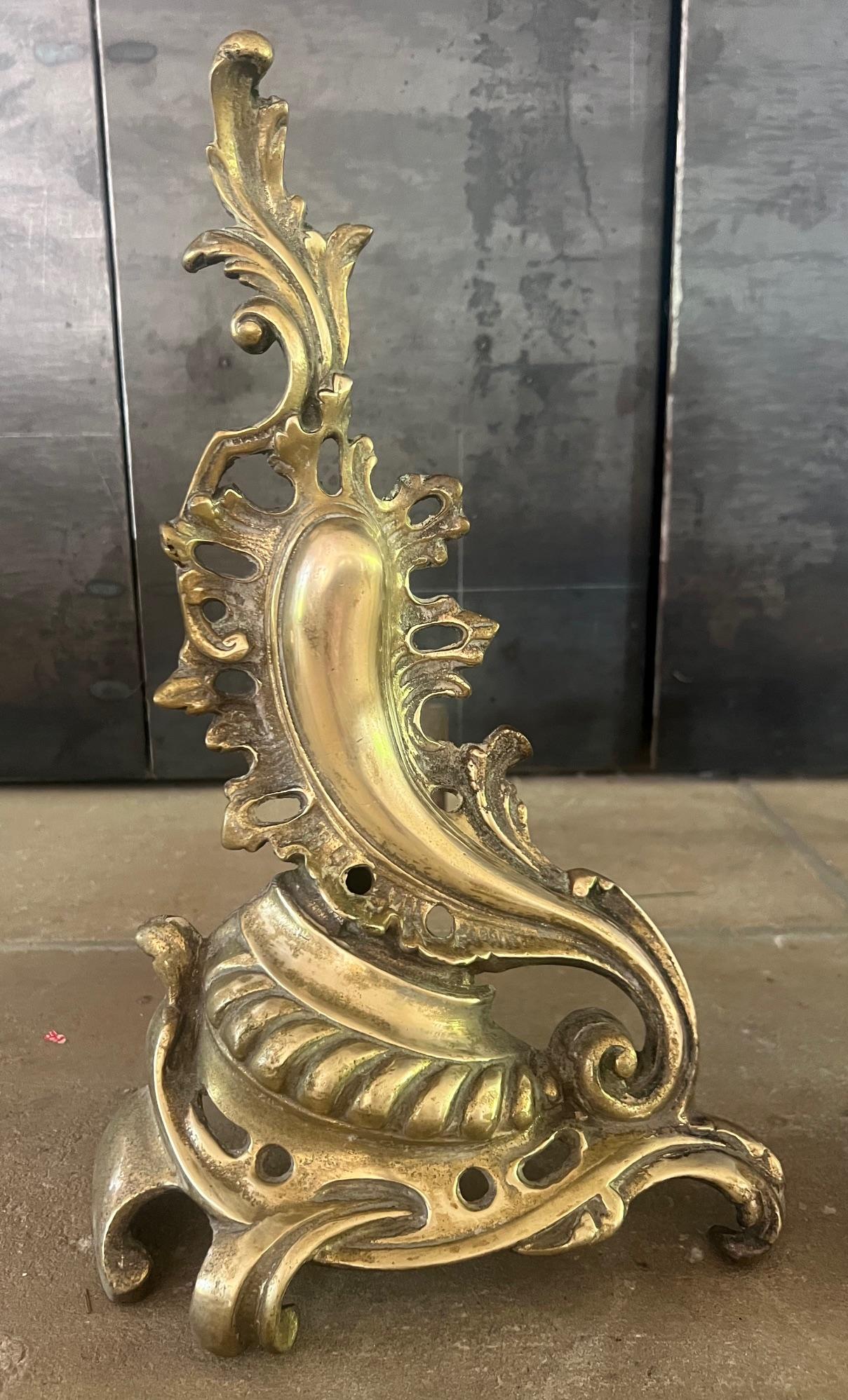 Brass French Andirons-1890's, Set of 2 For Sale 3