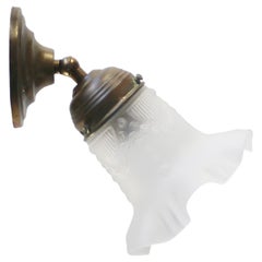 Brass French Art Nouveau frosted Glass Sconce Wall Lamp
