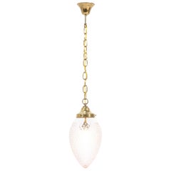 Brass French Art Nouveau Hall Light or Pendant with Beveled Glass, 1915