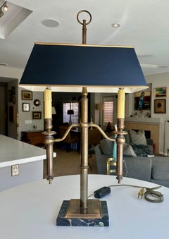 Brass French Directoire Style Bouillotte Tole Table Lamp