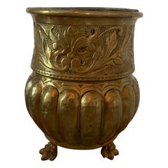 Französische Jardiniere aus Messing mit Innenfutter, 19. Jahrhundert