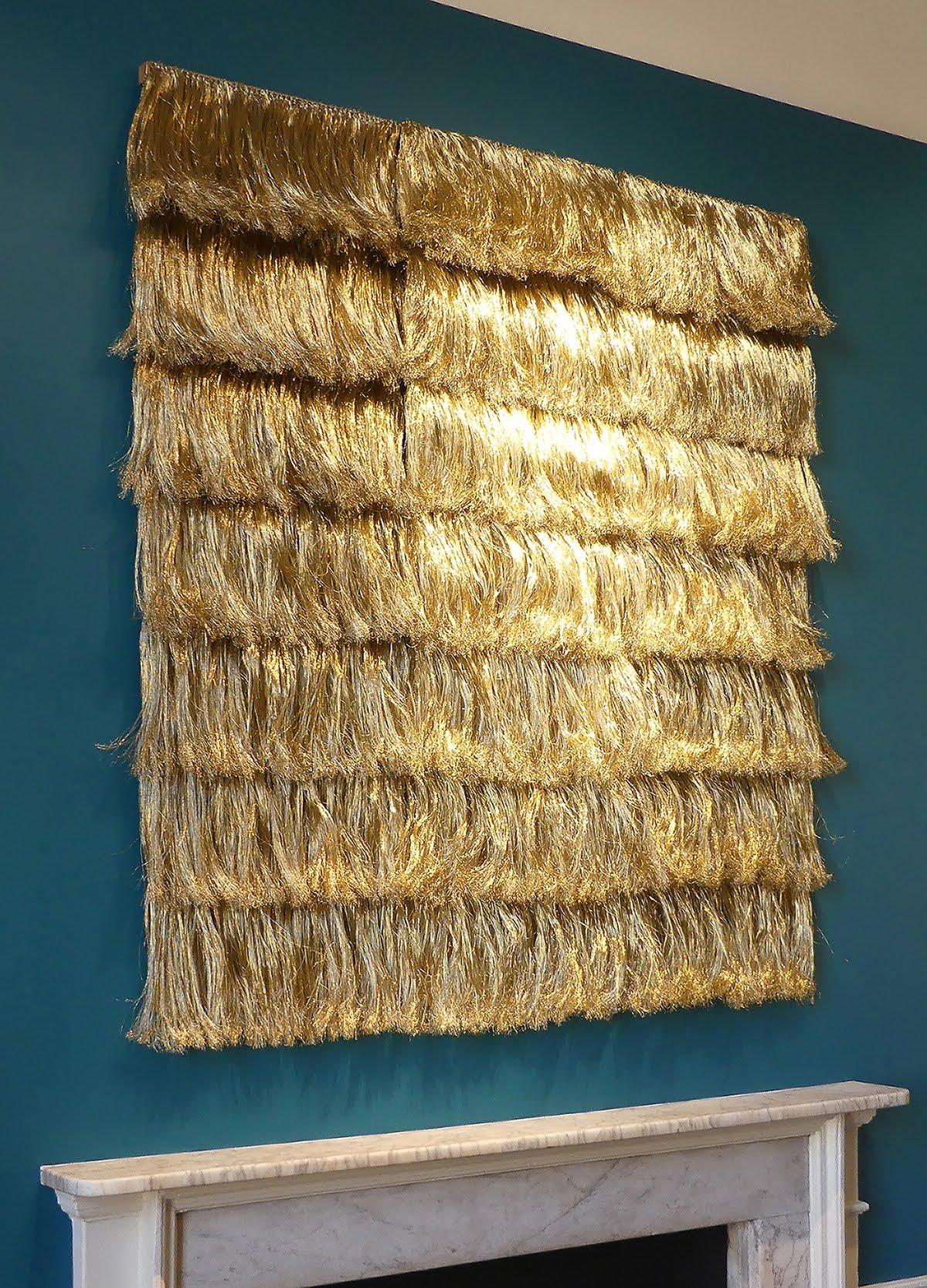 Hand-Woven Brass Fringes Wall Piece by Annemette Beck Danish Contemporary For Sale