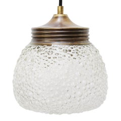 Lampes à suspension vintage en laiton et verre dépoli