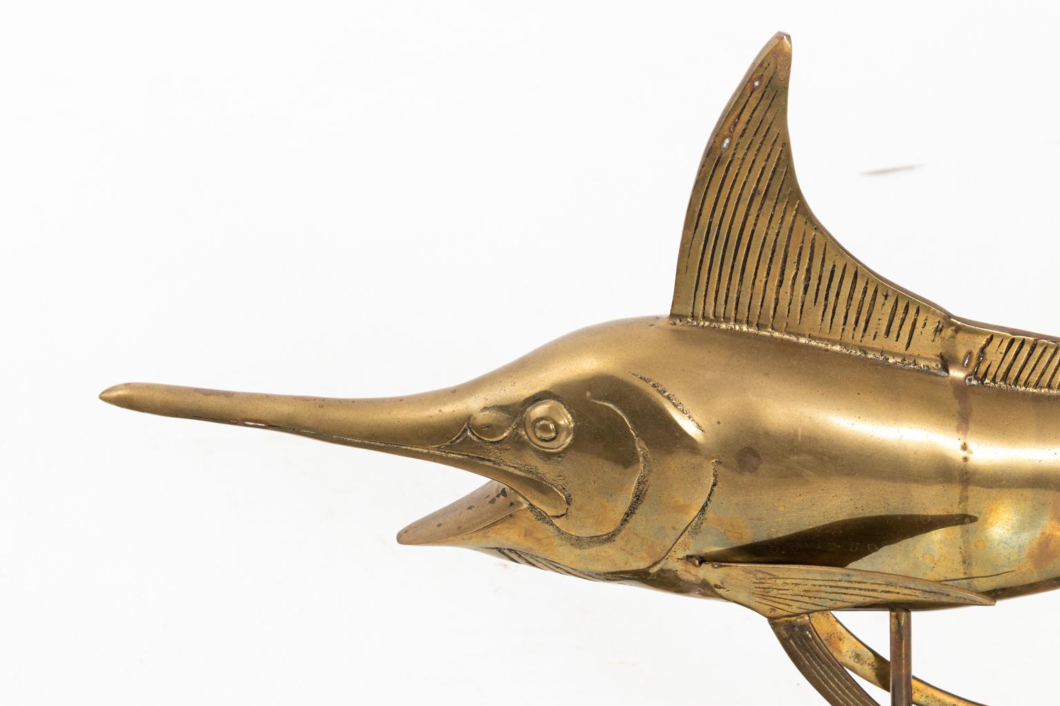 American Brass Full Body Sail Fish Sculpture