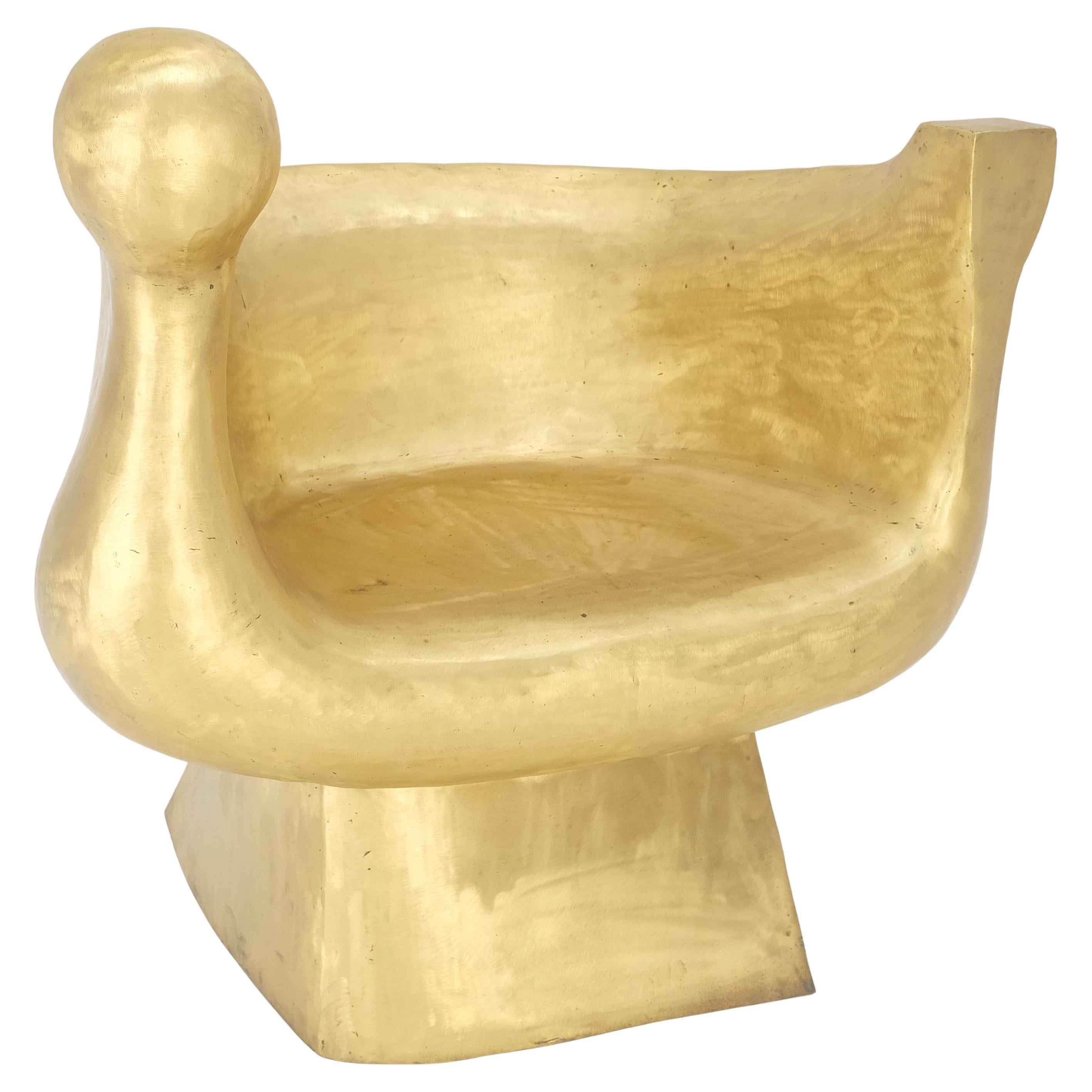 Brass Futuristic Organic Nouveau Lounge Club Chair Throne Outdoor Metal MINT! For Sale