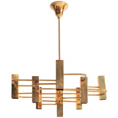 Lampadario in ottone di Gaetano Sciolari, Boulanger anni '70