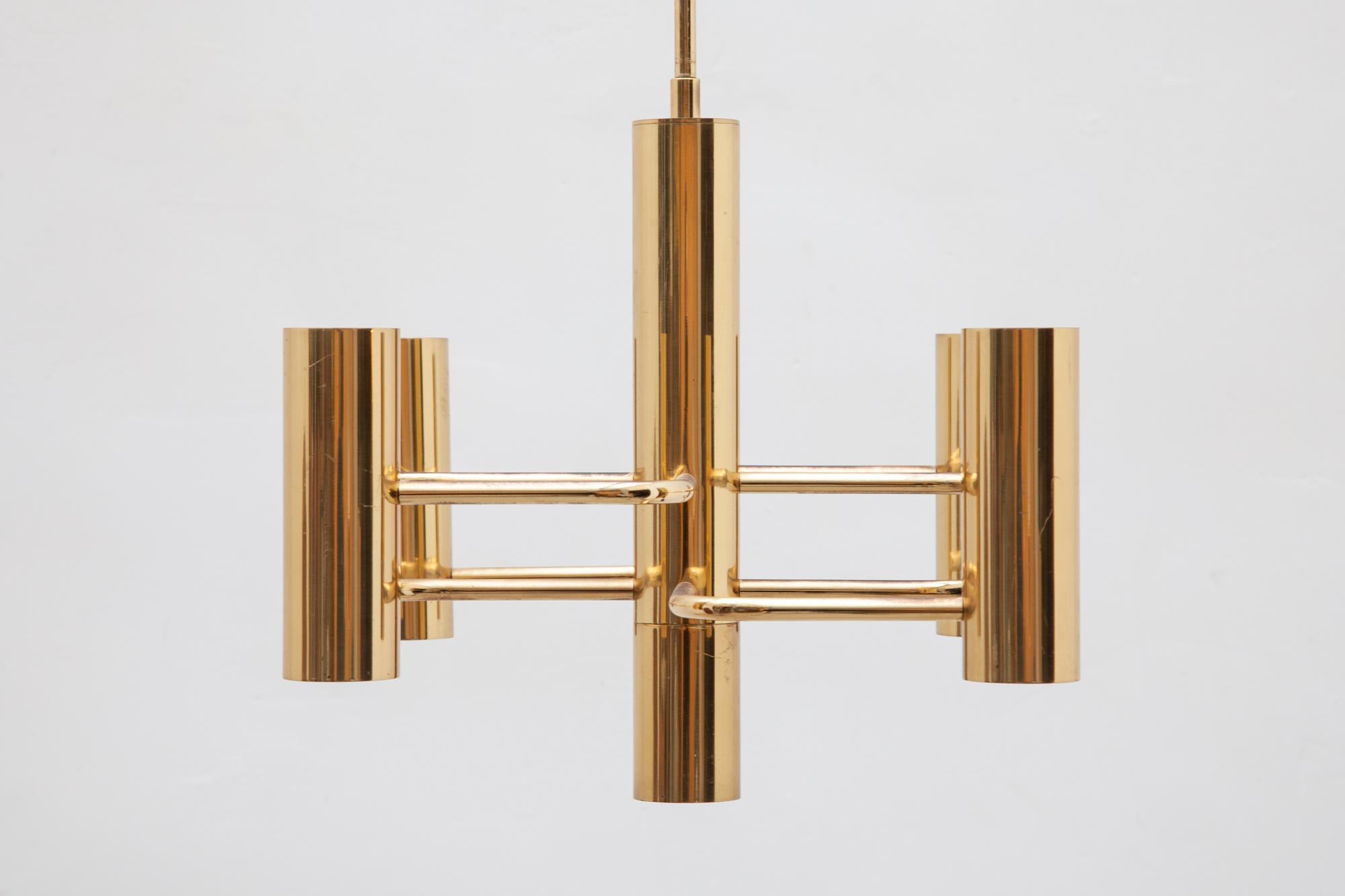 Late 20th Century Brass Gaetano Sciolari Chandelier, Small