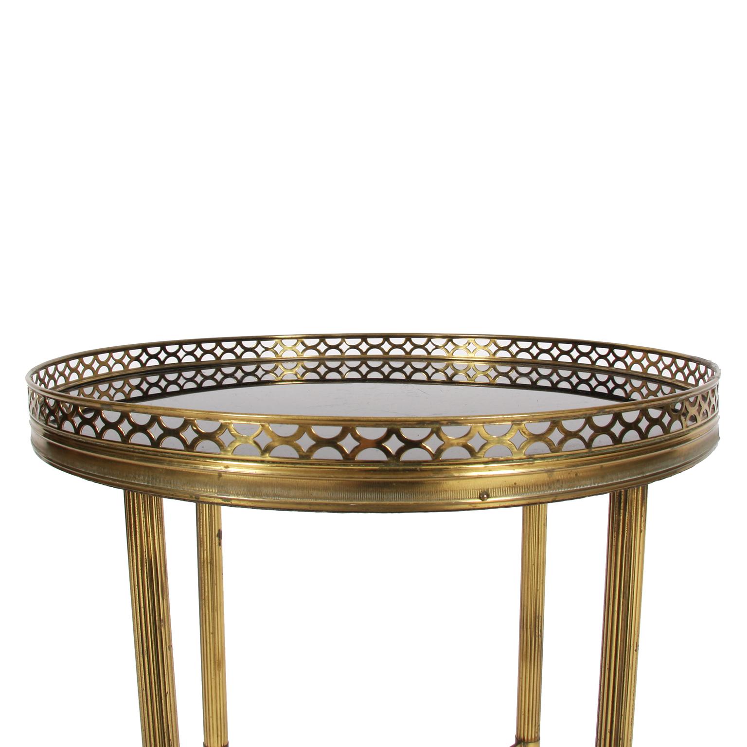 Brass Galleried Side Table with Black Glass In Good Condition In London, GB