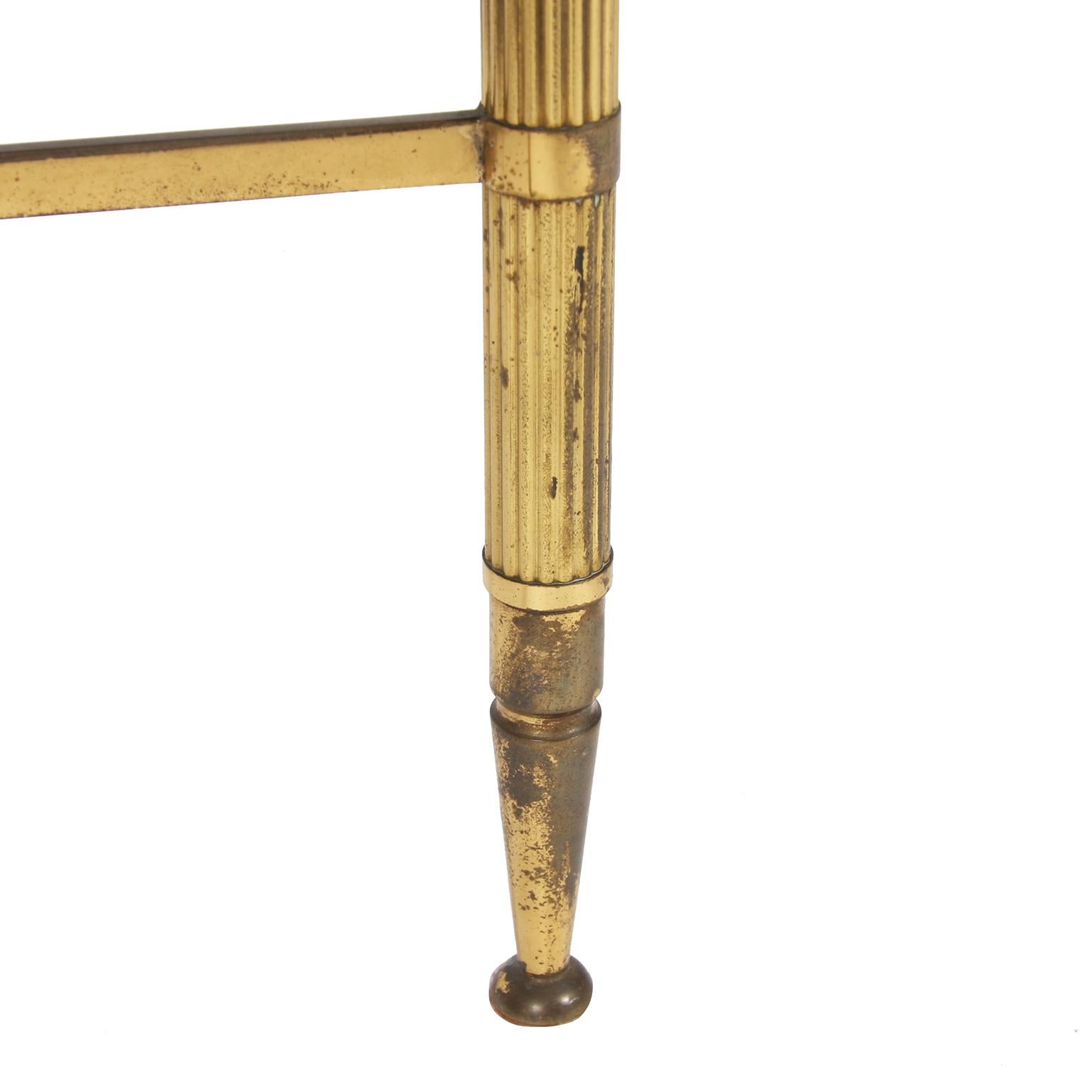 Brass Galleried Side Table with Black Glass 1