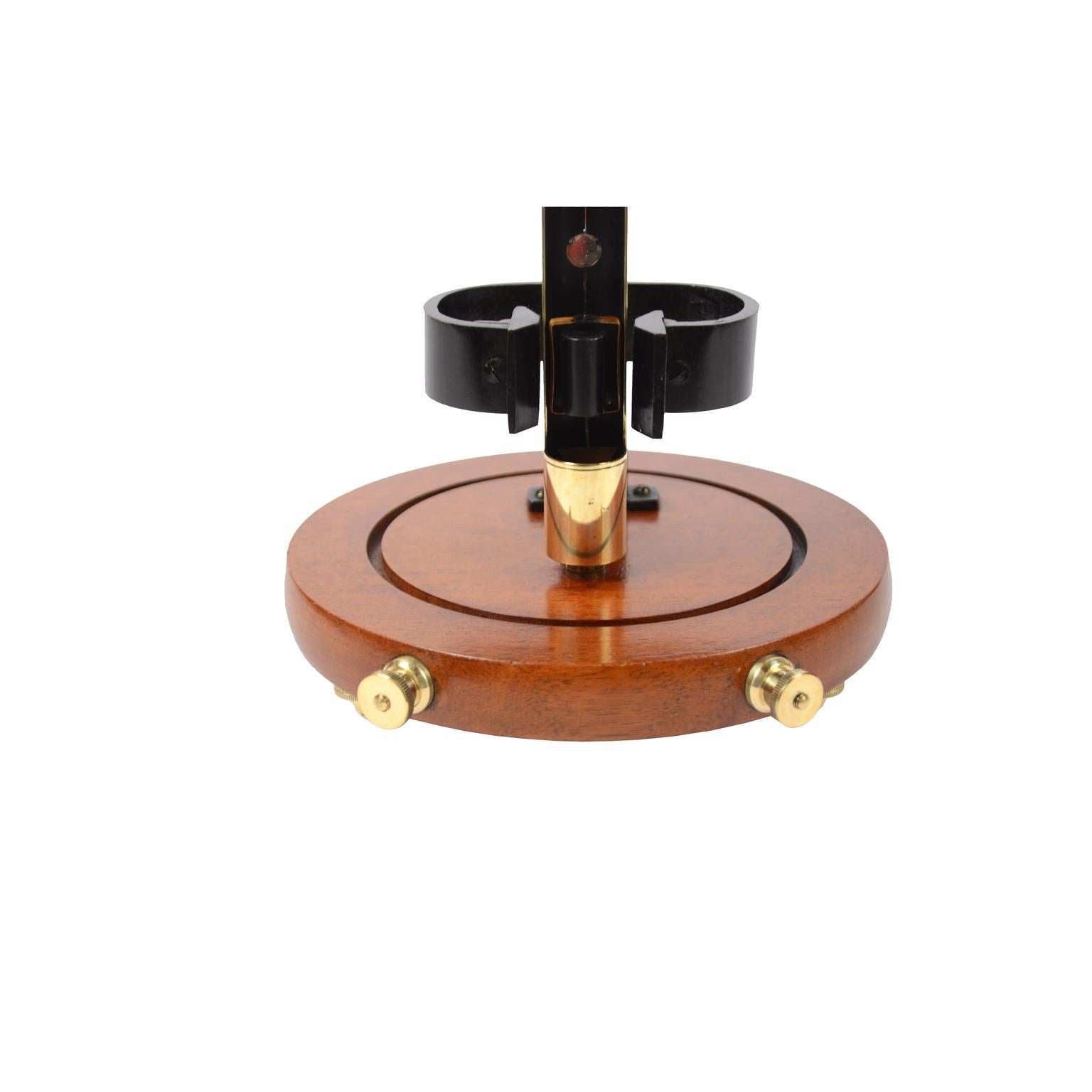 British Brass Galvanometer with Glass Dome and Wooden Base