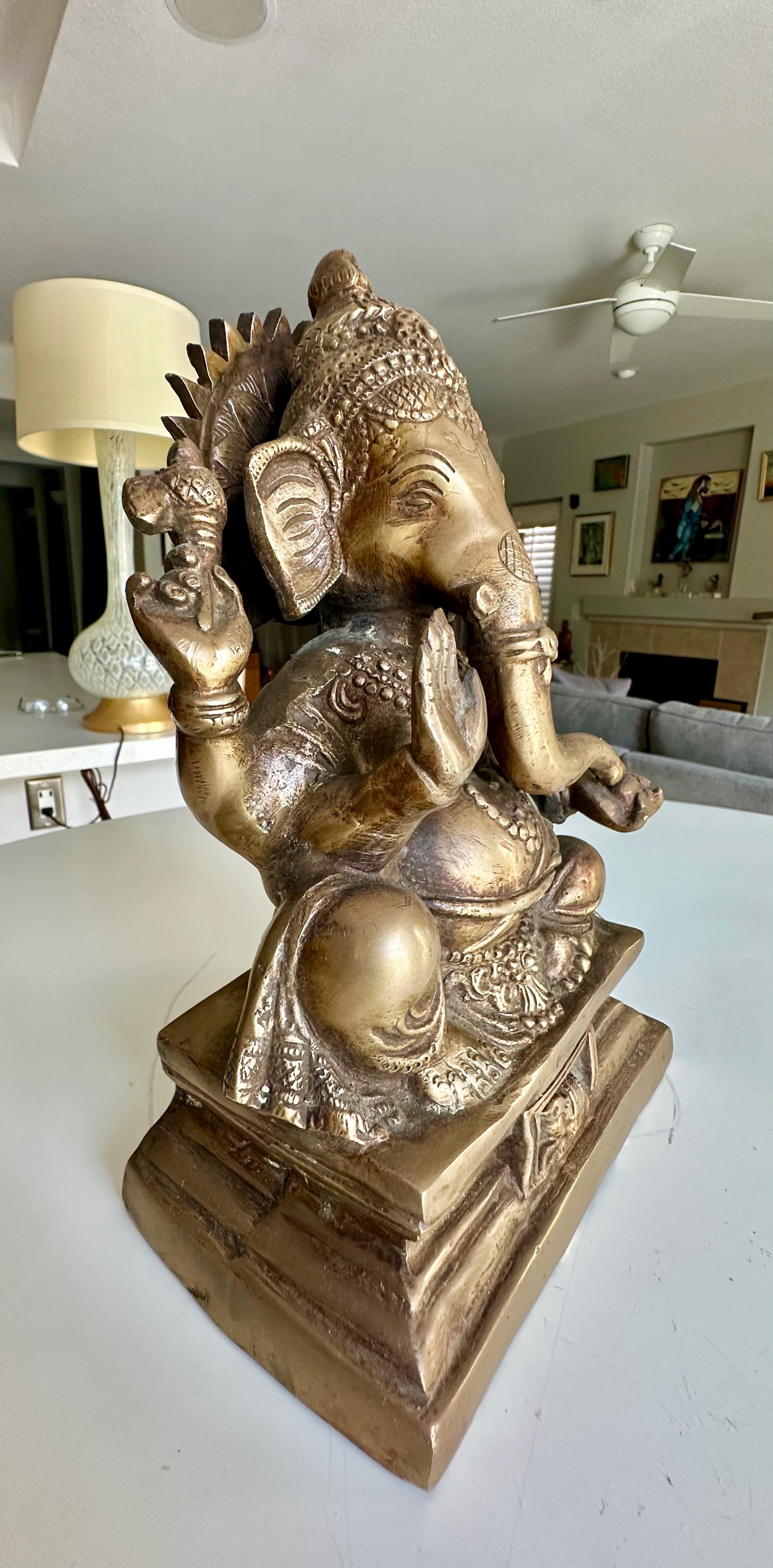 Brass Ganesha Statue Sculpture Elephant Lord Deity For Sale 5