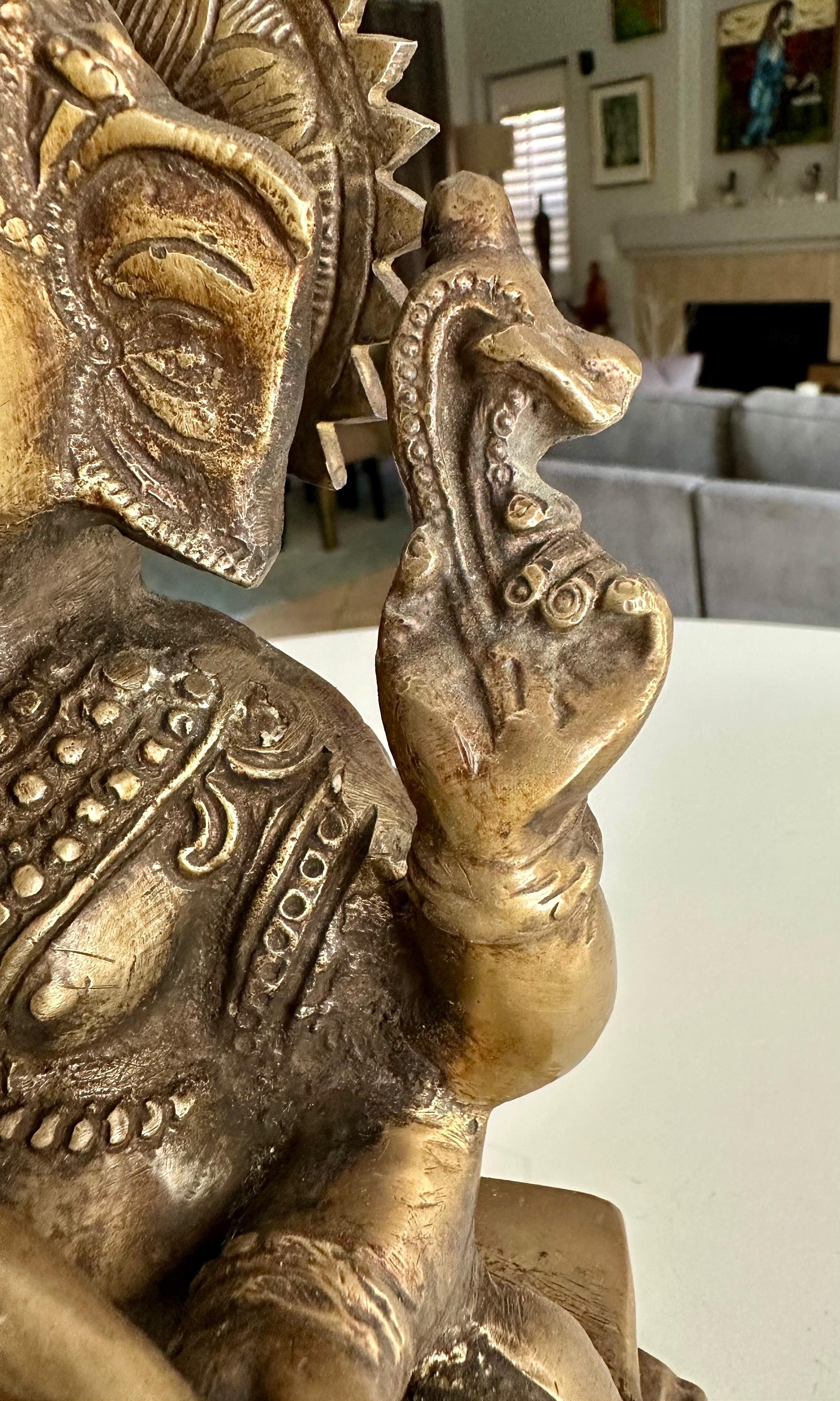 Brass Ganesha Statue Sculpture Elephant Lord Deity For Sale 8