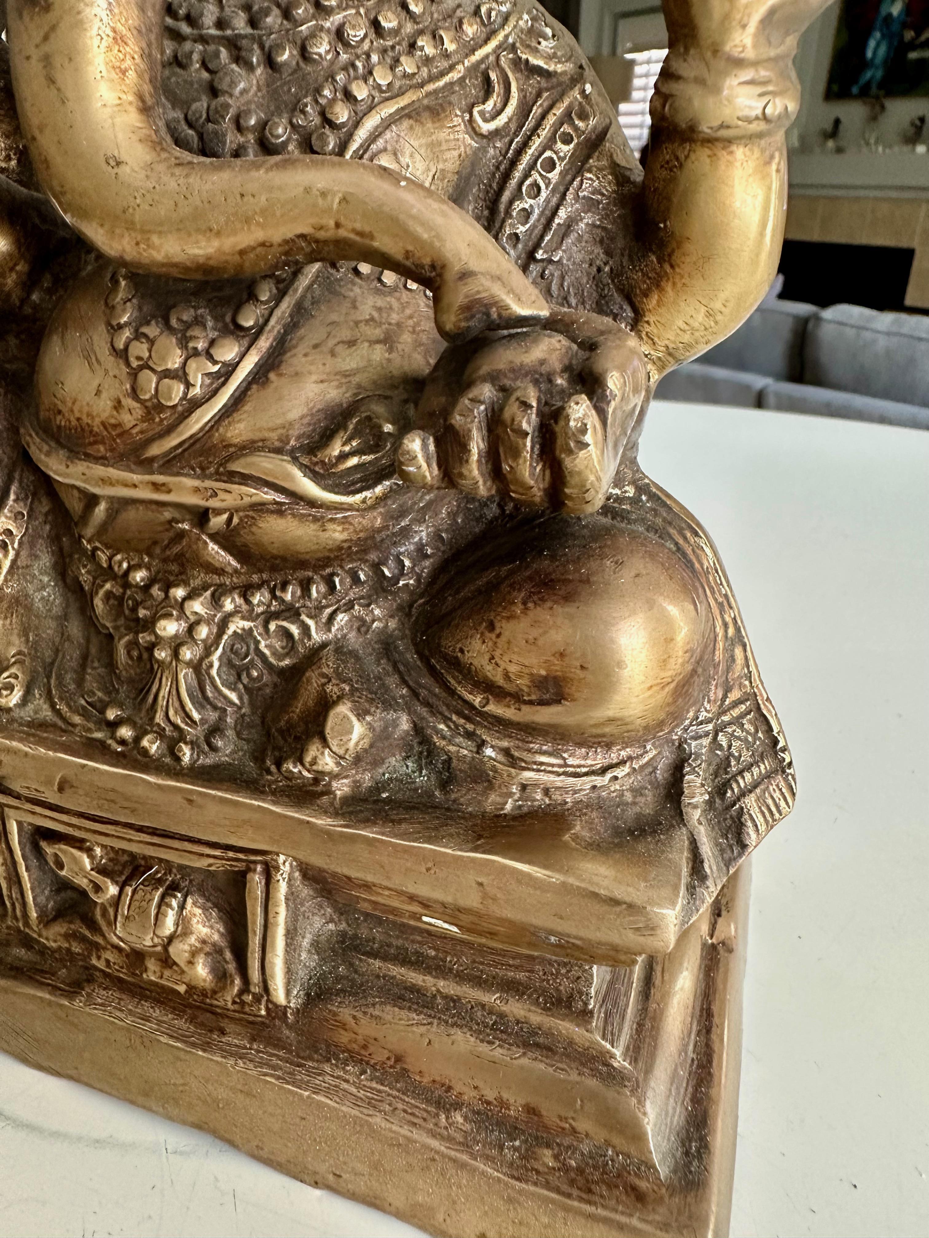 Brass Ganesha Statue Sculpture Elephant Lord Deity For Sale 9