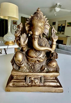 Brass Ganesha Statue Sculpture Elephant Lord Deity