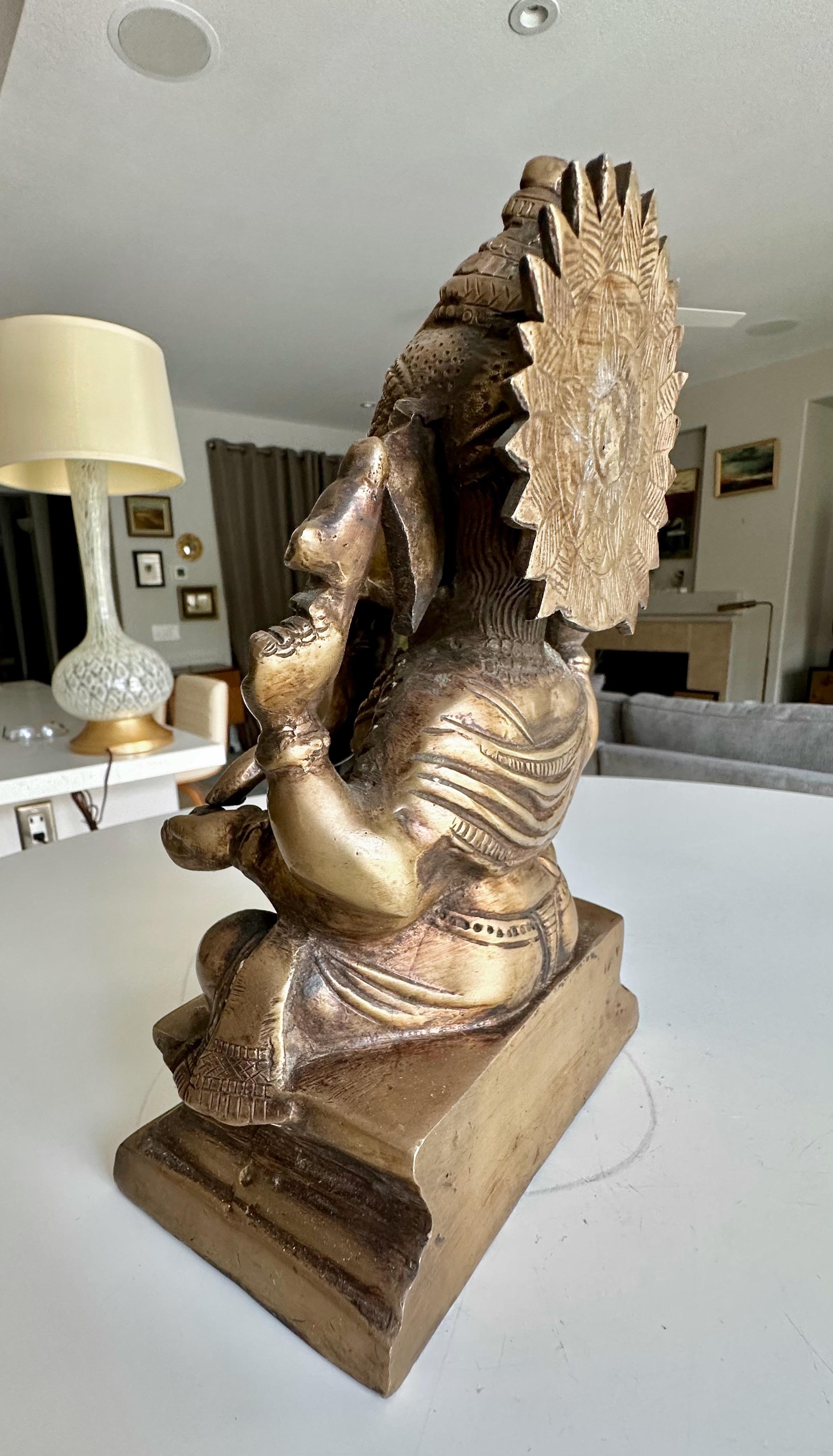 Brass Ganesha Statue Sculpture Elephant Lord Deity For Sale 1