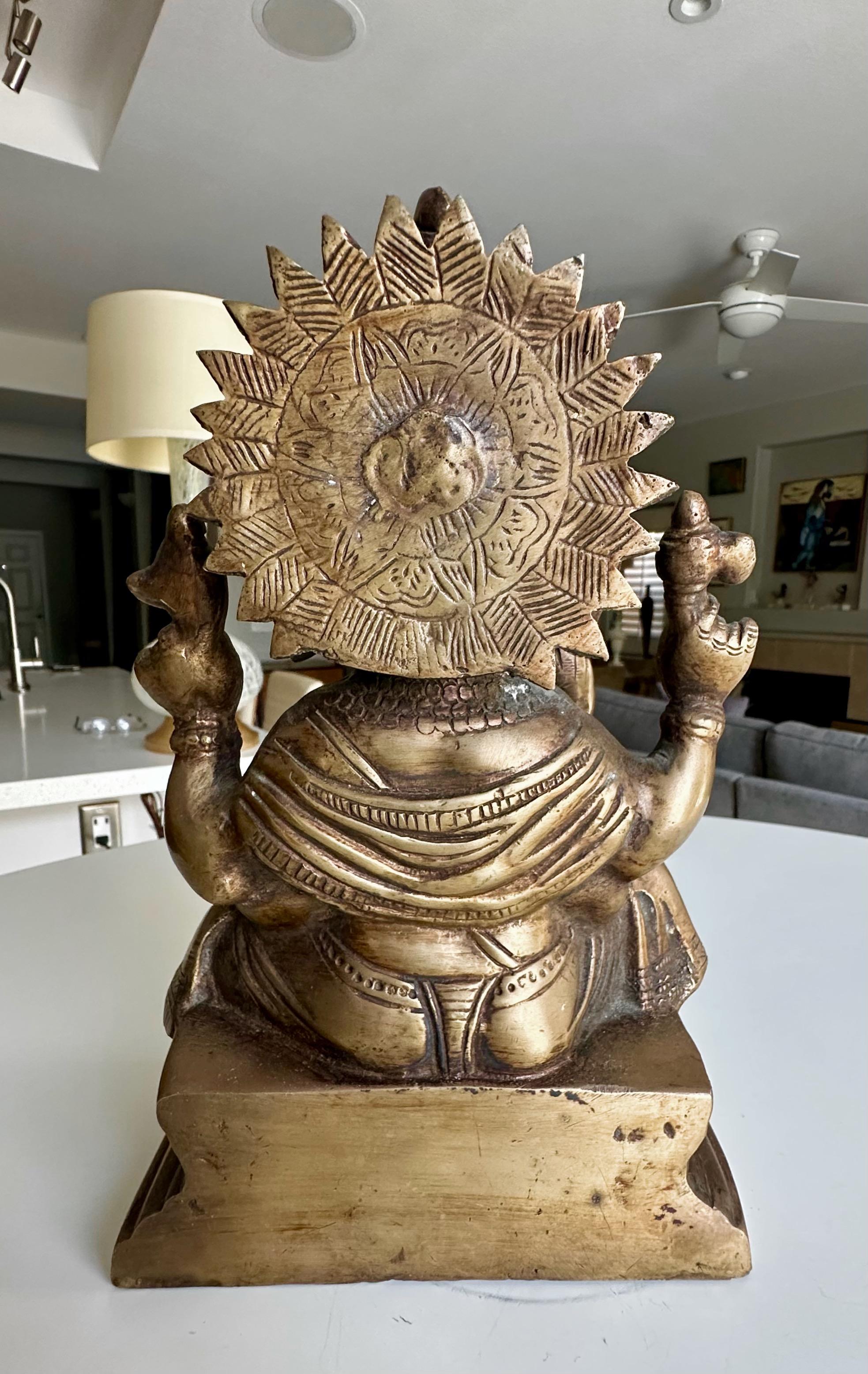 Brass Ganesha Statue Sculpture Elephant Lord Deity For Sale 2