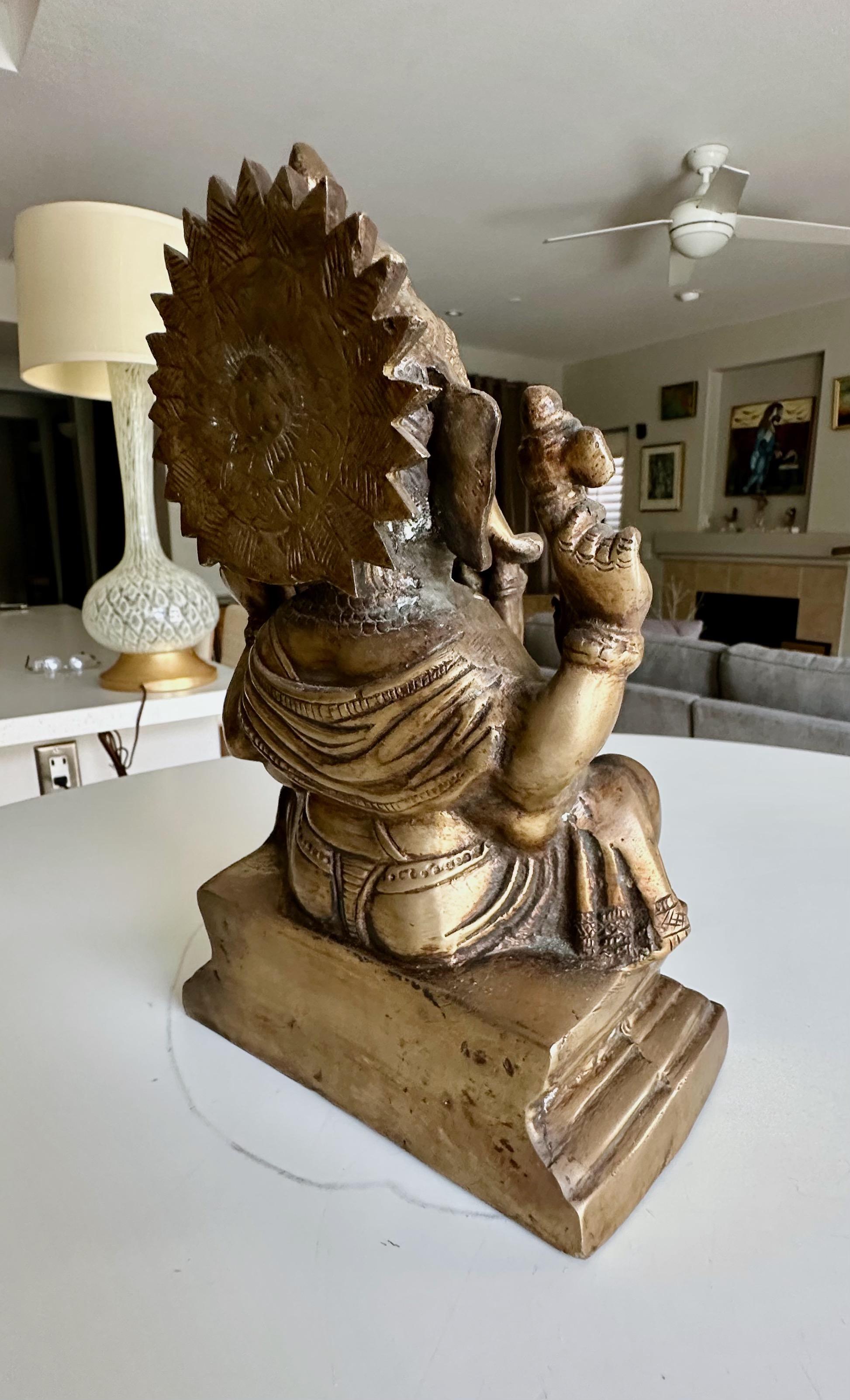 Brass Ganesha Statue Sculpture Elephant Lord Deity For Sale 3