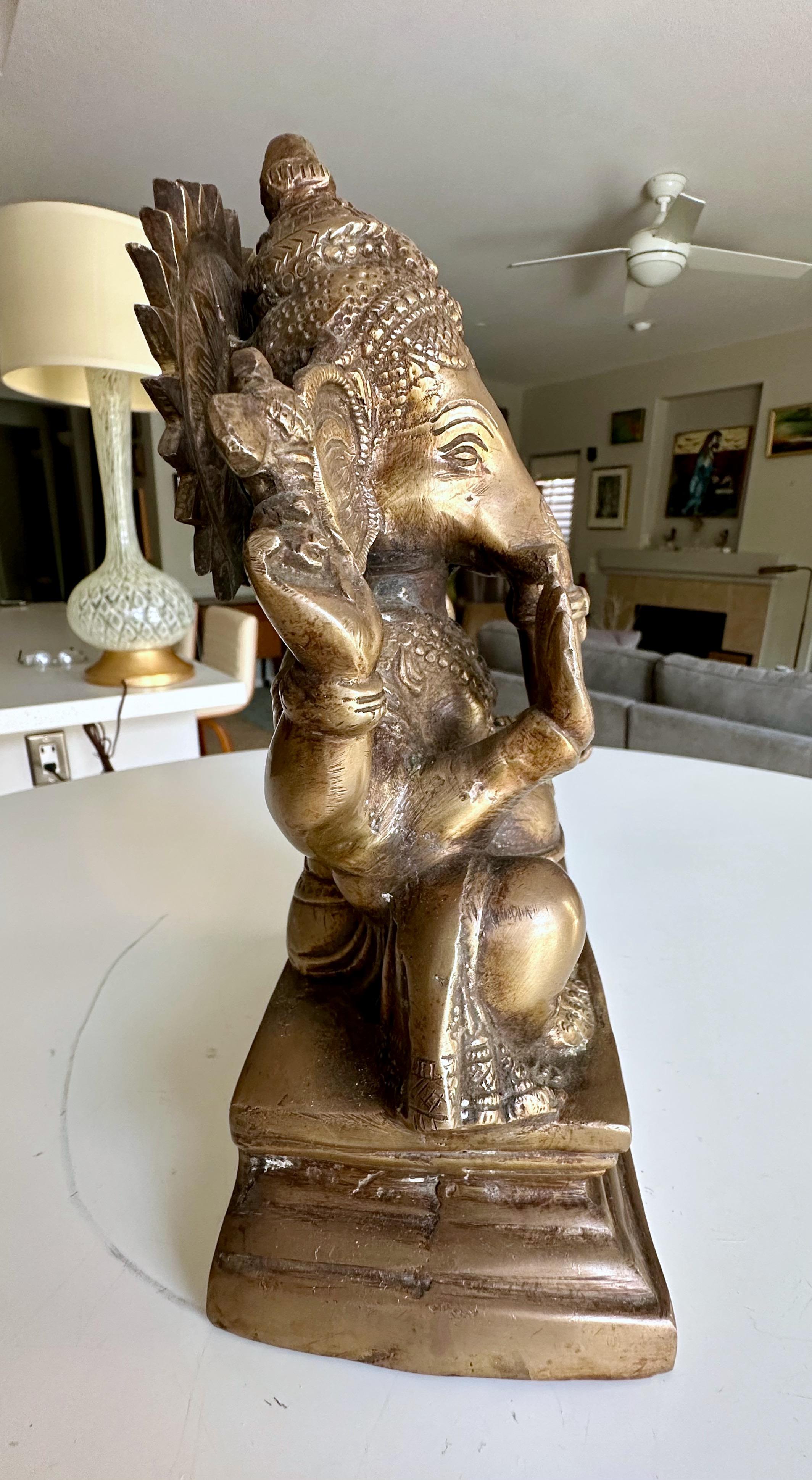Brass Ganesha Statue Sculpture Elephant Lord Deity For Sale 4