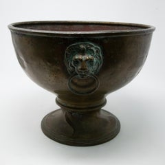 Brass Garden Planter with Lions Heads