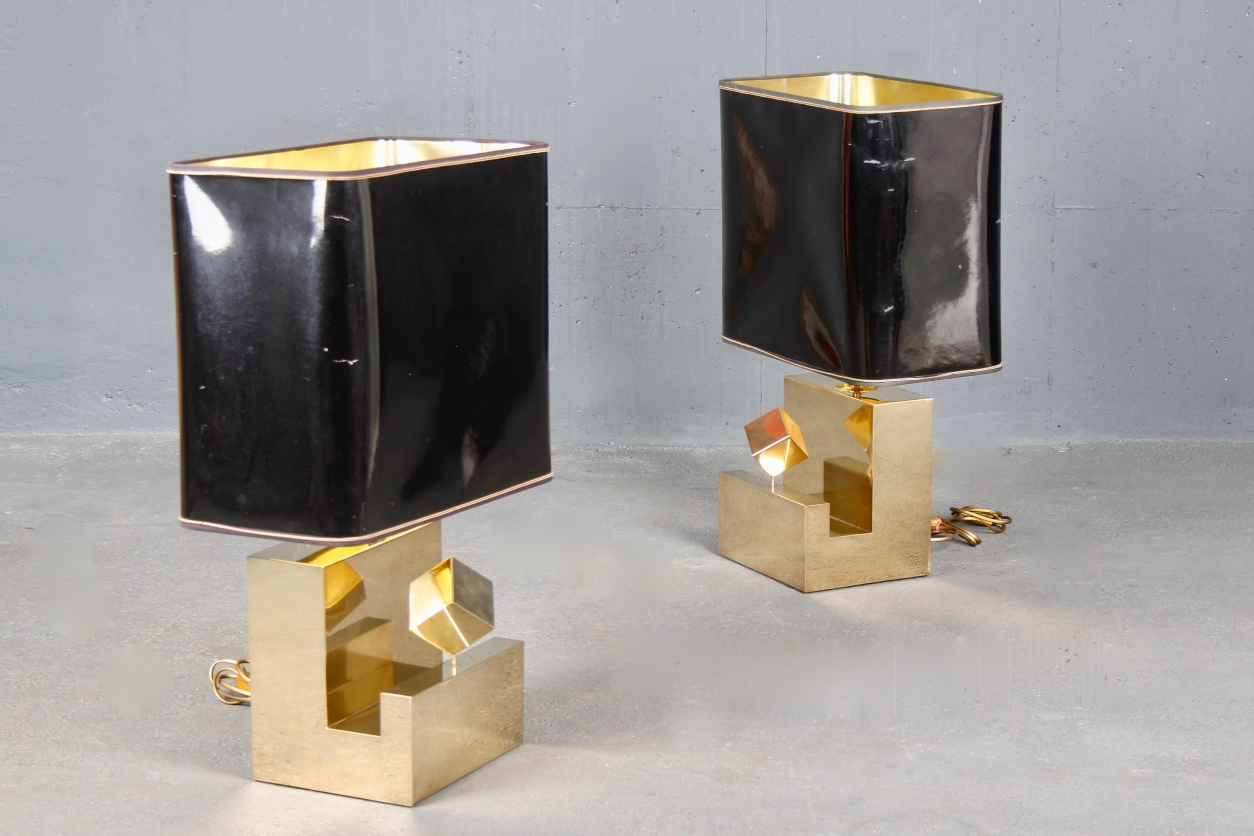 Brass G.Autier Pair of Table Lamp 4