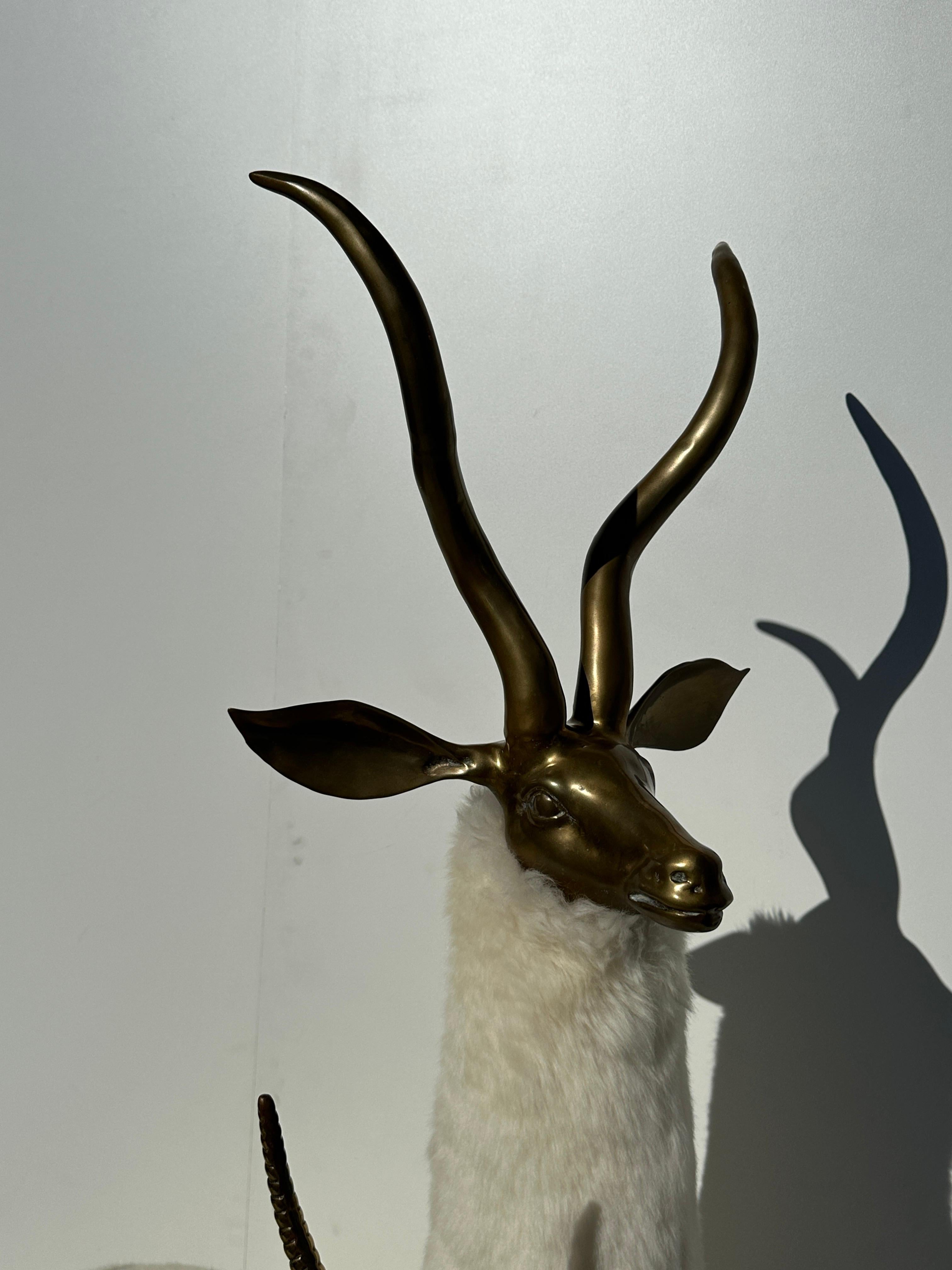 Late 20th Century Brass Gazelle / Antelope Family Sculpture For Sale